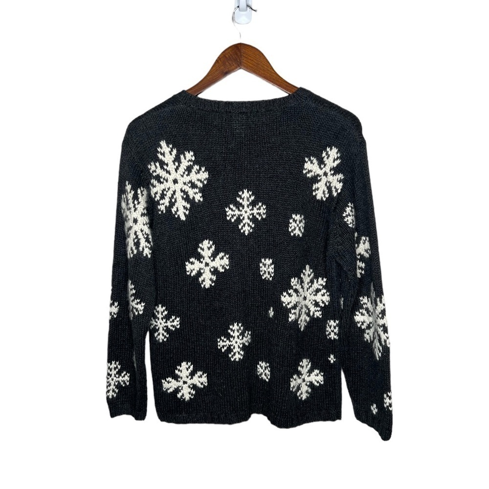 Vintage Eddie Bauer Cardigan Sweater Grey Blend Button Up Snowflakes - Picture 6 of 9